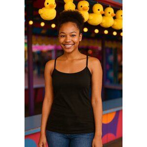 Eileen Fisher Thin Strap Black Tank Top, Size Small